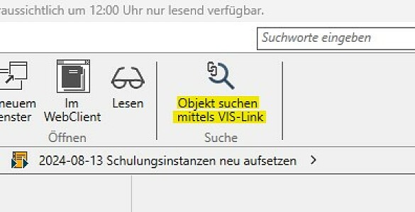 Schaltfläche zur Suche mittels eines VIS-Links in VIS